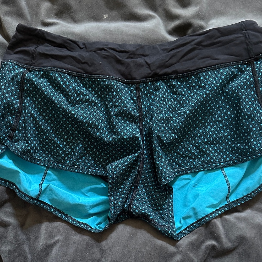 Lululemon Athletica Black and Teal Athletic Shorts